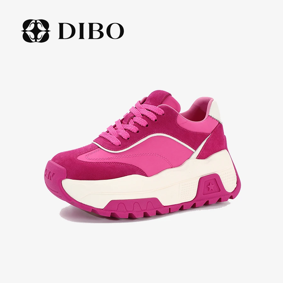 DIBO碲铂新款时尚潮流拼色舒适厚底小众日常系带松糕鞋24118651