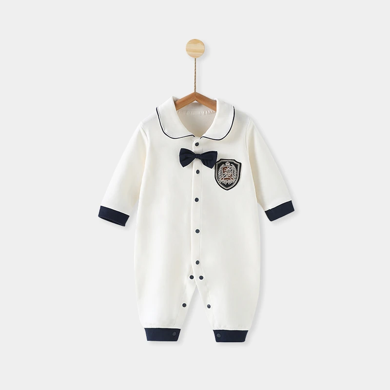 婴儿连体衣春秋季纯棉男女宝宝长袖哈衣爬服新生儿衣服外出服洋气