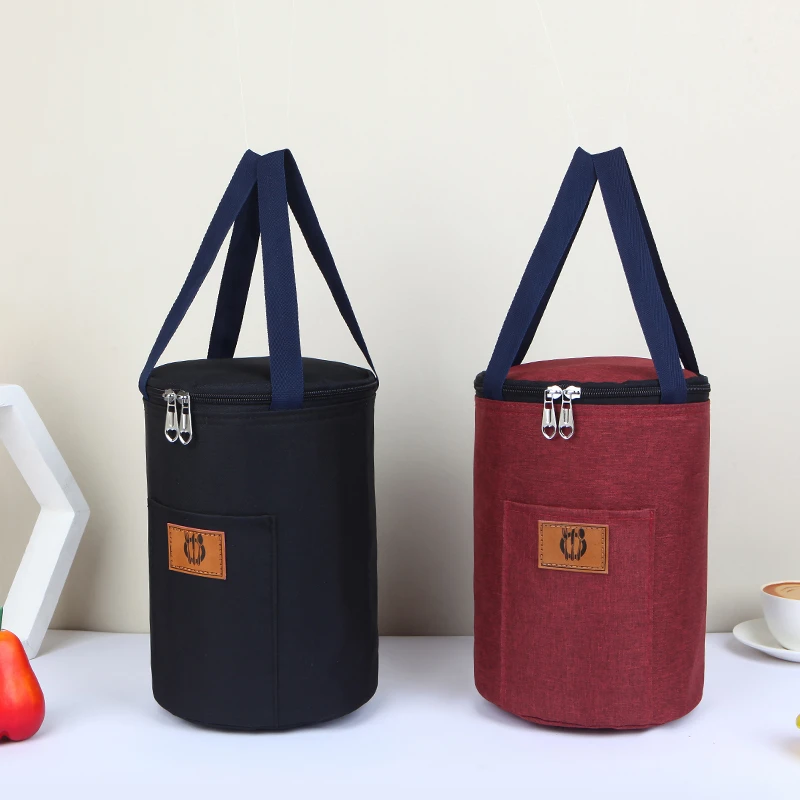 保温圆桶饭盒袋手提袋防水铝箔防油保温桶饭盒包便当包圆形午餐袋