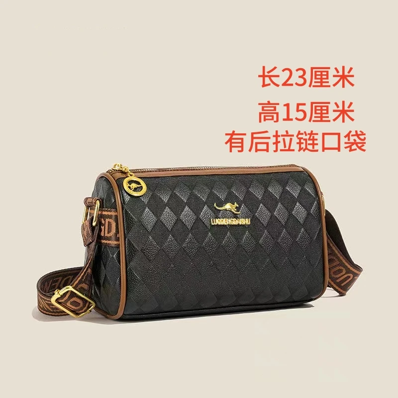 2025春夏新款菱格波士顿枕头包休闲宽肩带女包时尚女士单肩斜挎包
