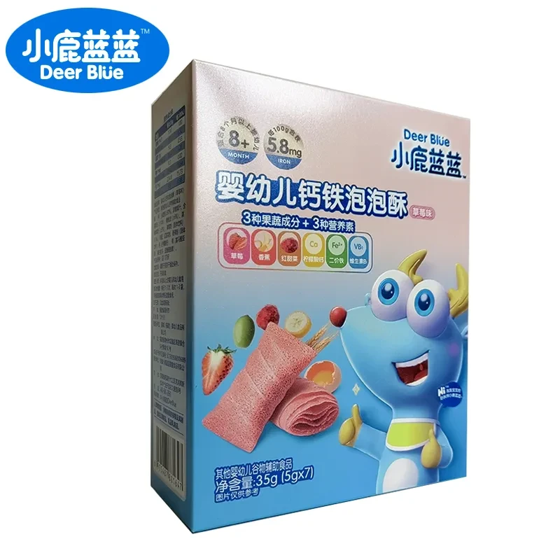 小鹿/蓝蓝钙铁泡泡酥 婴幼儿饼干8月谷物空心酥
