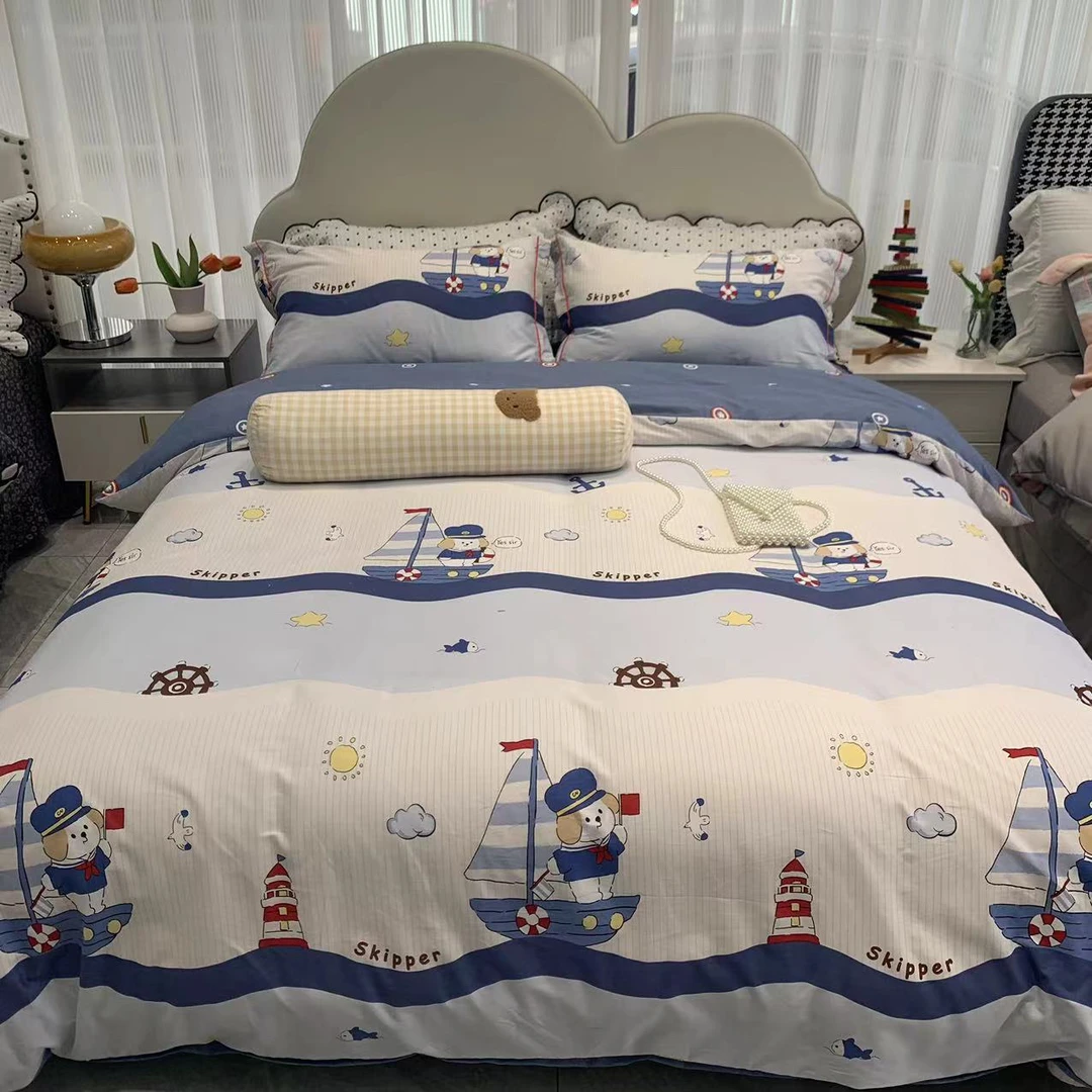 全棉男童印花纯棉斜纹棉四件套宿舍单人小清新学生三件套开春薄款