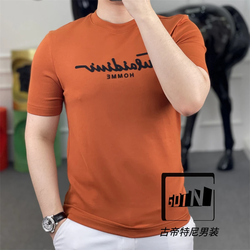 <古帝特尼>秋冬新款男士潮流欧货时尚百搭莫代尔圆领T恤Z+1078