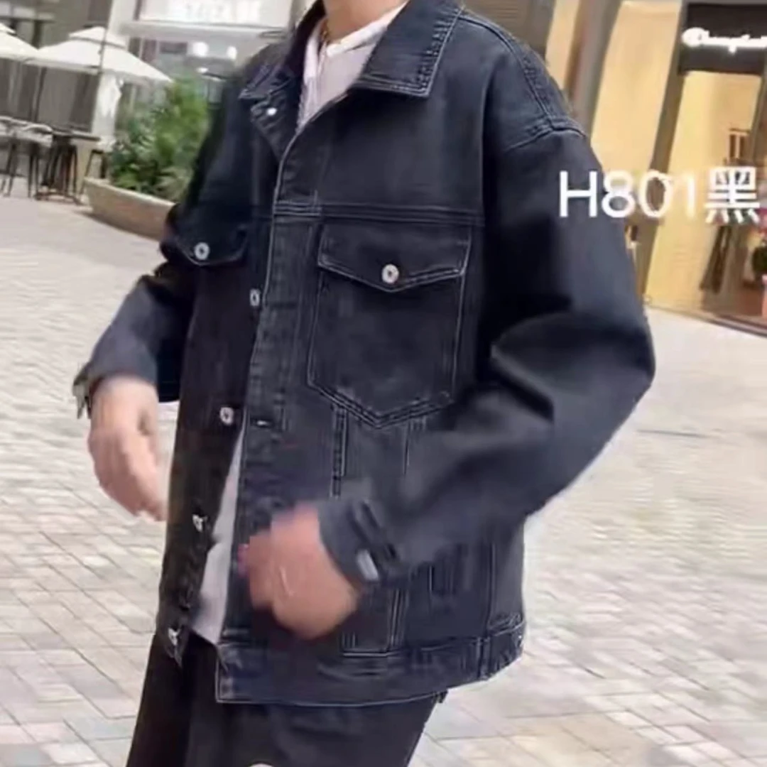 宽松秋季ins春季加绒秋冬牛仔休闲百搭黑色潮流韩版男士春秋