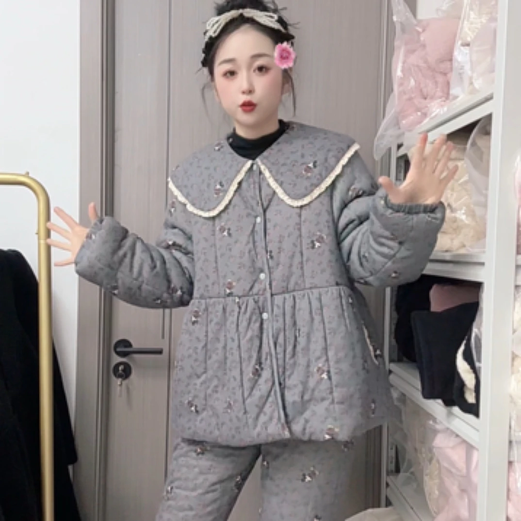 米奇娃娃领套装棉花衣家居服（一整套）