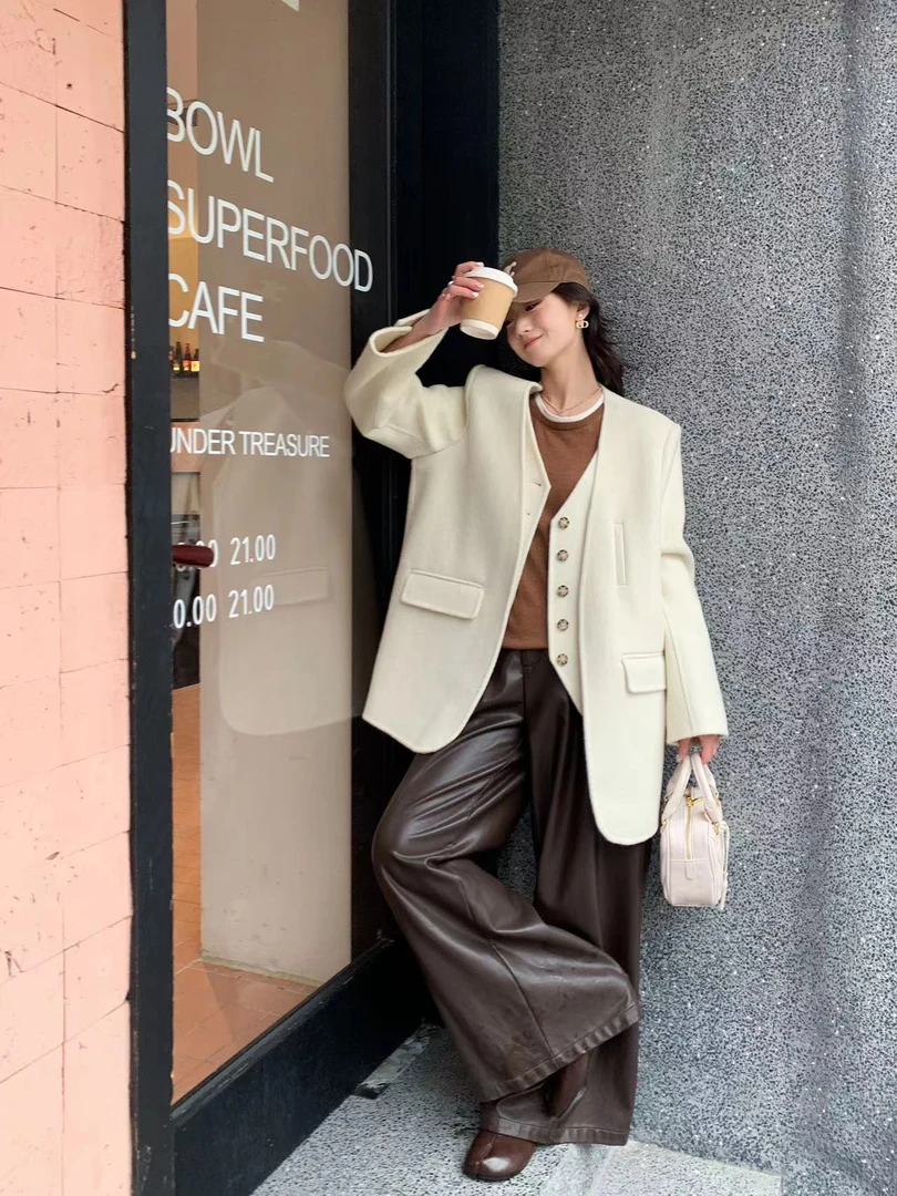 2025新款秋冬季爆款显瘦百搭小个子双面呢羊毛大衣外套