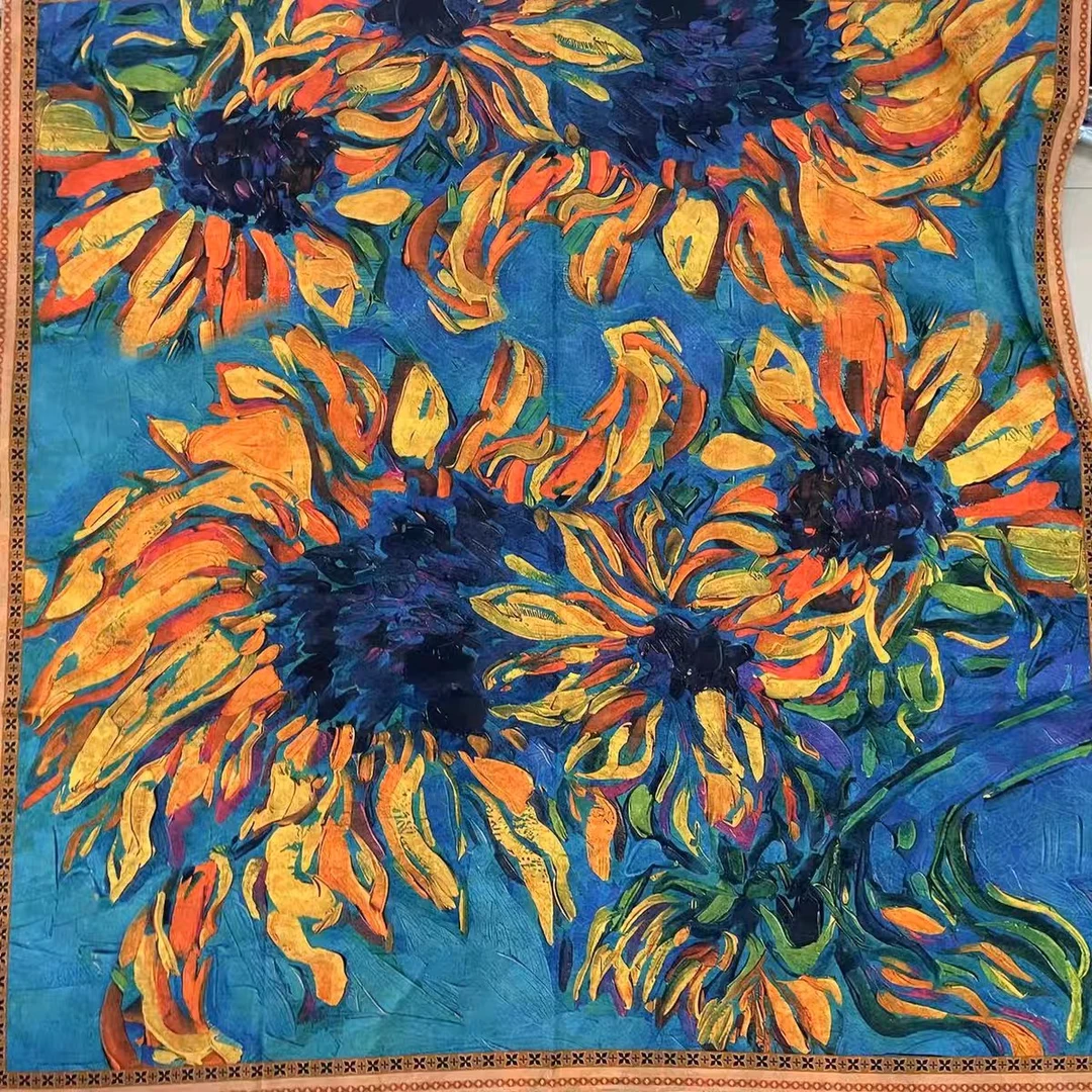 【油画向阳】香云花萝围巾双层双面提花140*140CM长巾高档气质披