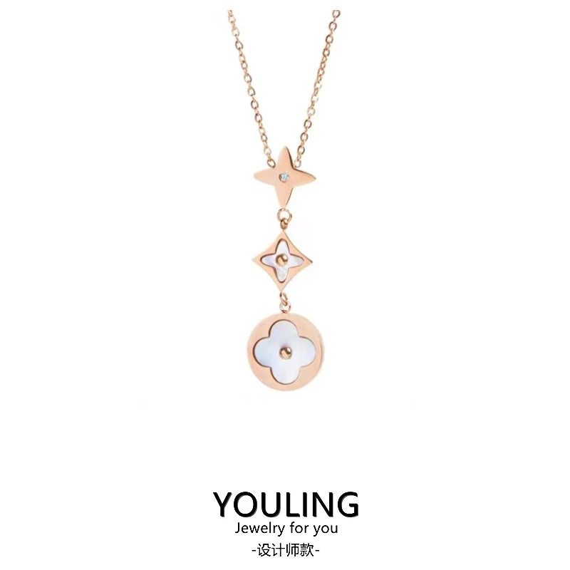 YOULING/柚琳 项链四叶花朵长项链女