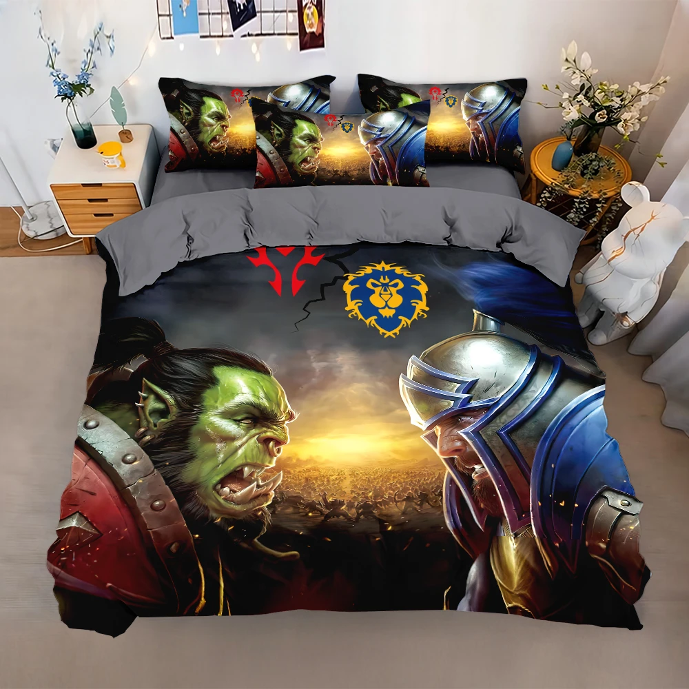 魔兽世界被套四件套二次元印花炫酷男生耐脏床上用品床单床笠