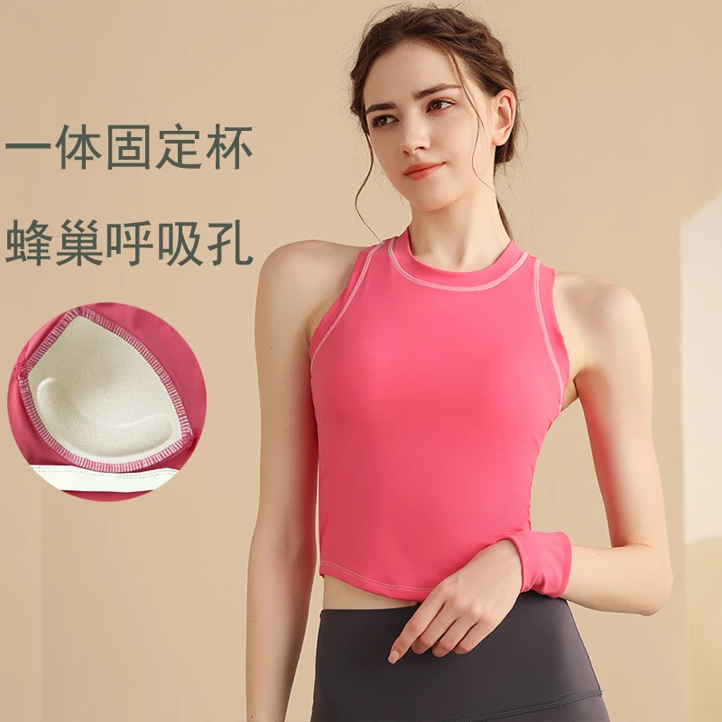 上衣背心运动瑜伽美背外穿无袖蜂巢显瘦时尚训练性感夏季透气裸感