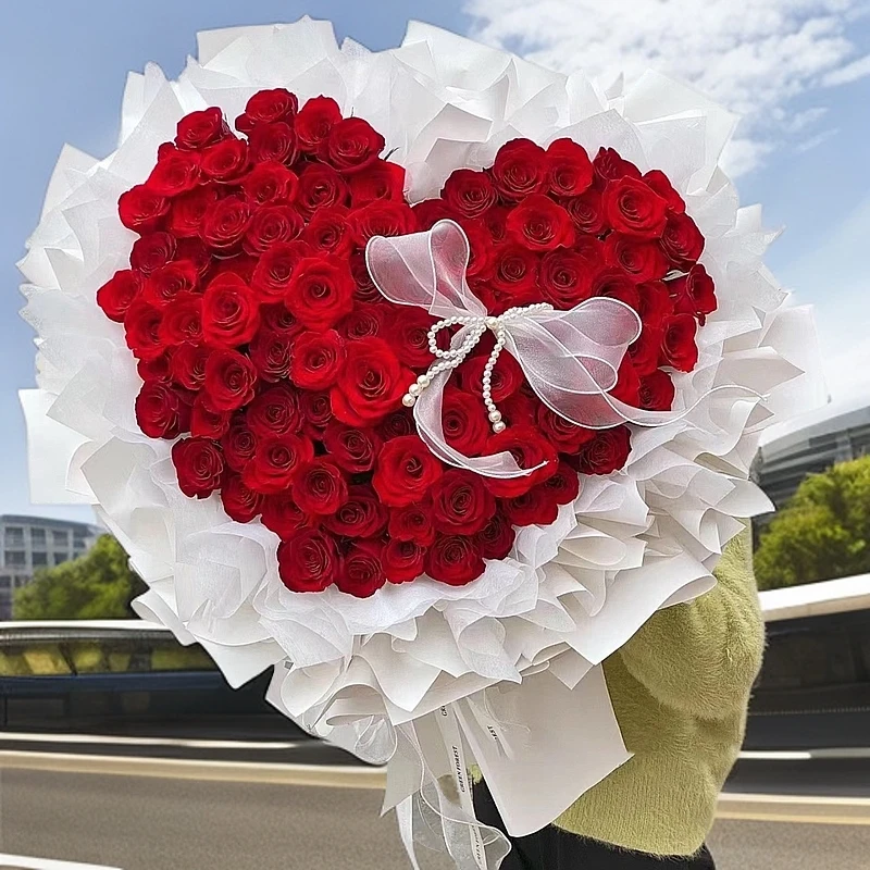 【爱的相遇】告白鲜花99枝红玫瑰心形花束4044款鲜花小时达同城配送送爱人女友花店免费送花上门