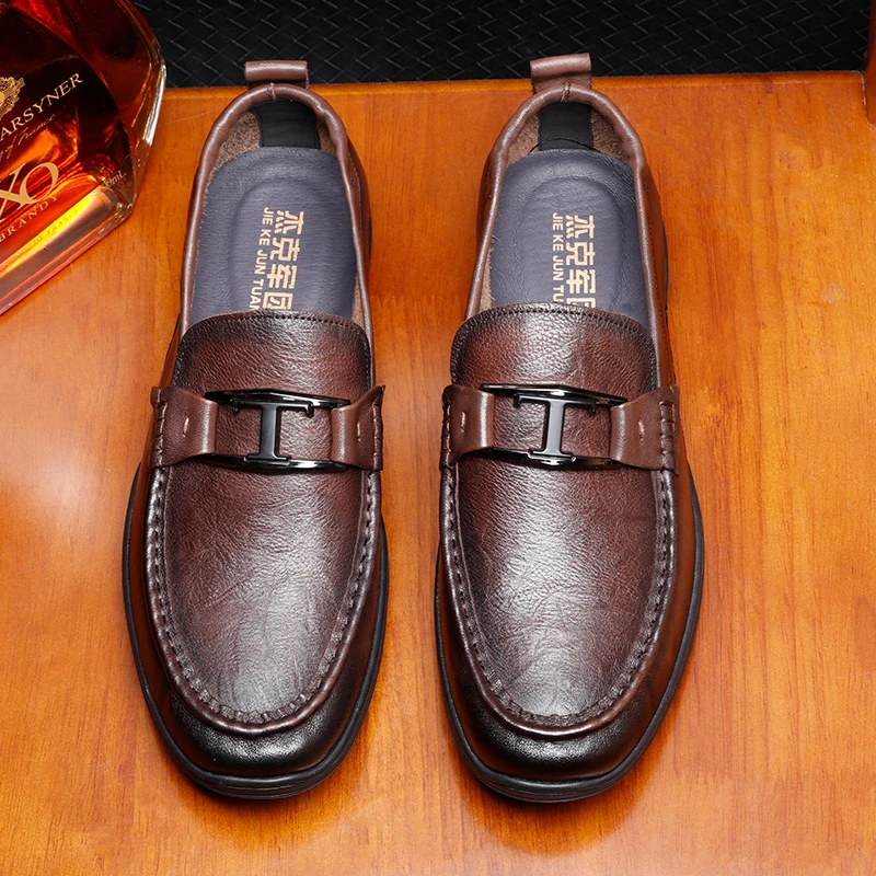 【断码清仓】一脚蹬豆豆鞋男头层牛皮