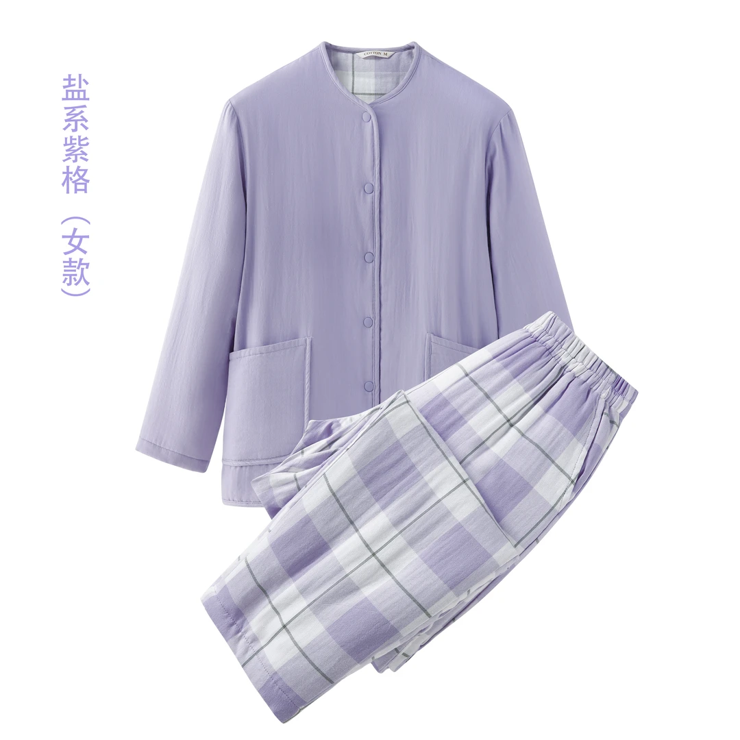 2023全棉新款加厚纯棉双层爆款夹棉睡衣棉服秋冬家居长袖家居服