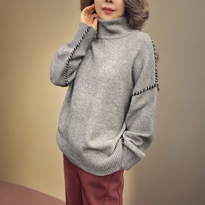 新款慵懒风软糯高领毛衣