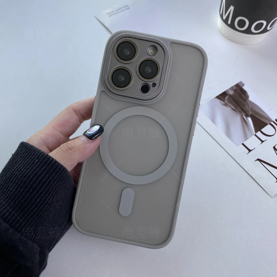 磨砂肤感磁吸壳适用iphone15pro/14/13简约不粘指纹12全包镜头膜