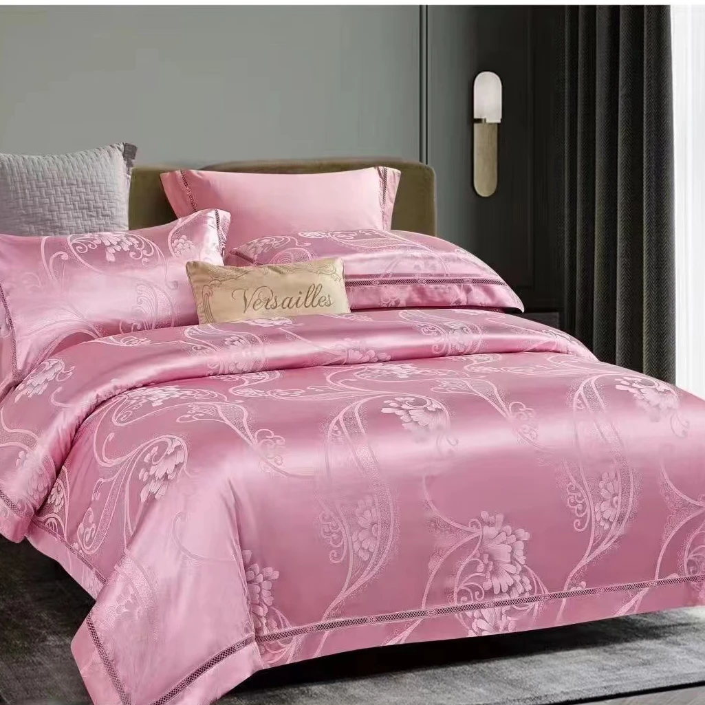 01全棉欧式贡缎提花四件套-心语-豆沙