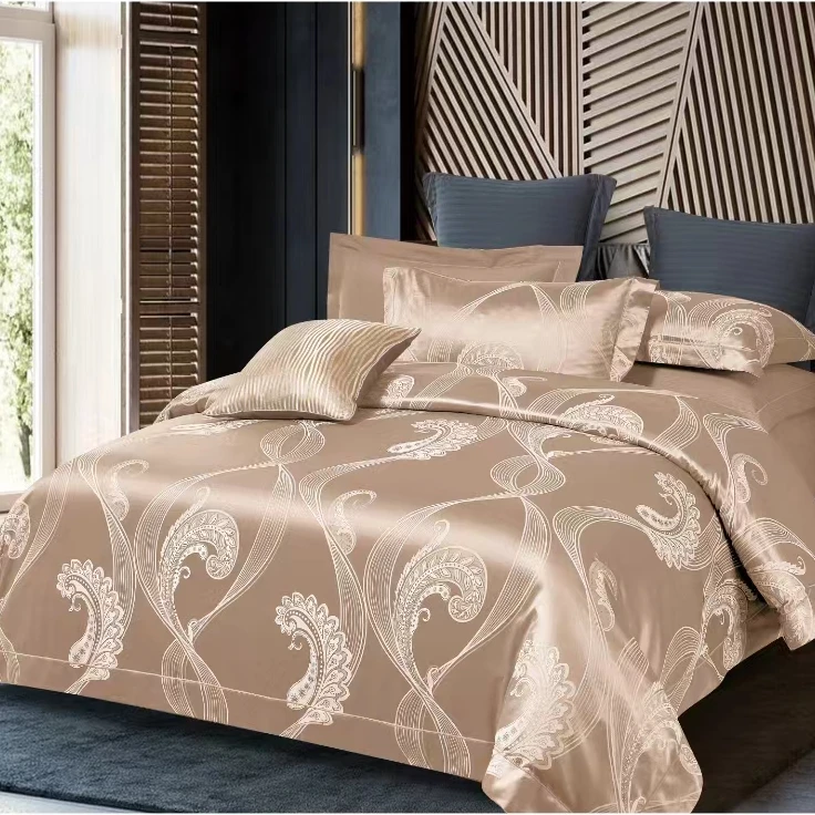 全棉轻奢提花宽边四件套-奥菲尔-浅驼