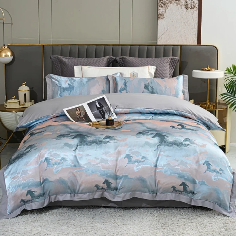 全棉欧式贡缎提花四件套-策马奔腾