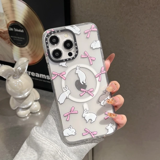 蝴蝶结丝带兔子透明手机壳清透适用于手机壳苹果15Pro Max保护套