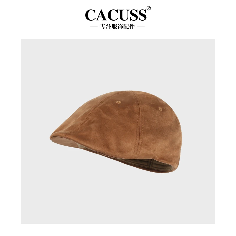 Cacuss帽子冬季女休闲大头围显脸小时尚百搭复古潮流软顶贝雷帽