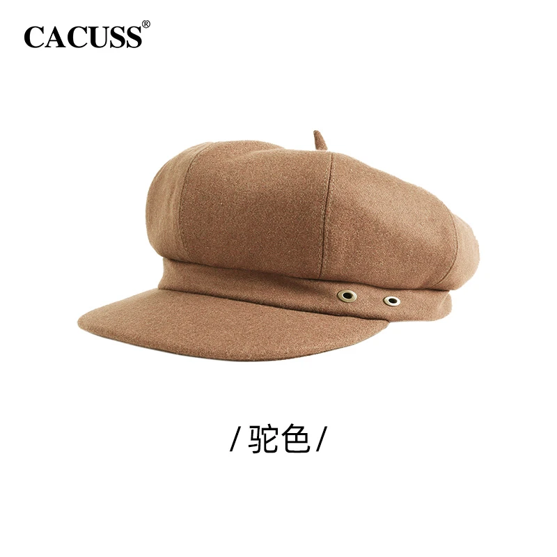 Cacuss秋冬季贝雷帽复古舒适百搭时尚画家休闲贝雷帽韩版毛呢保暖
