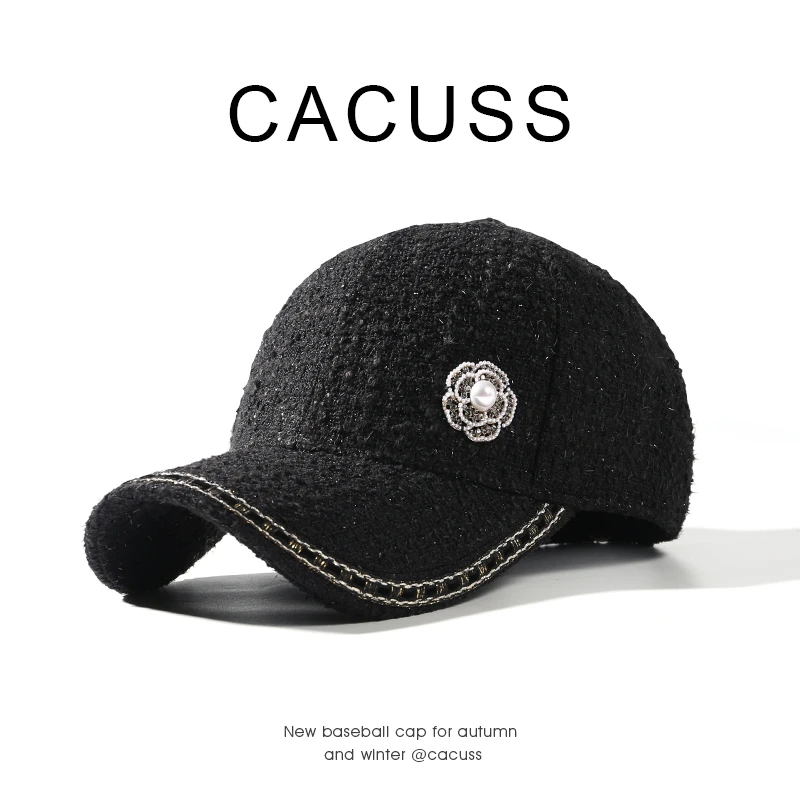 【Cacuss】小香风棒球帽子女款时尚优雅鸭舌帽休闲百搭硬顶显脸小