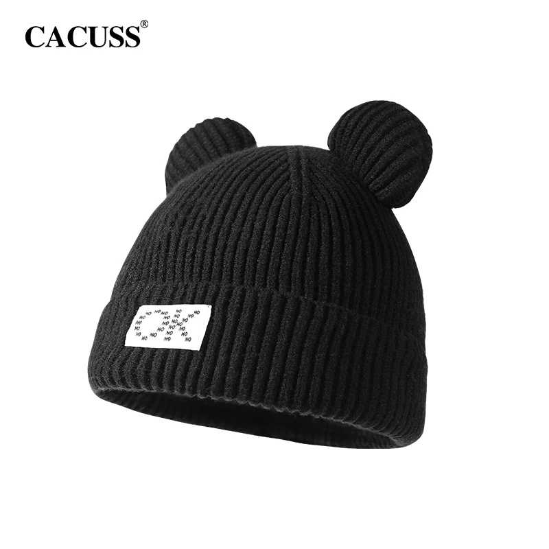 Cacuss可爱卡通小熊耳朵毛线帽子冬季女保暖护耳针织冷ZZ230525