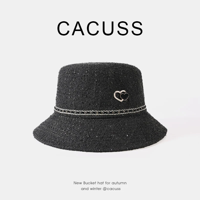 Cacuss帽子冬季女小香风高品质渔夫帽轻奢盆帽时尚帽子