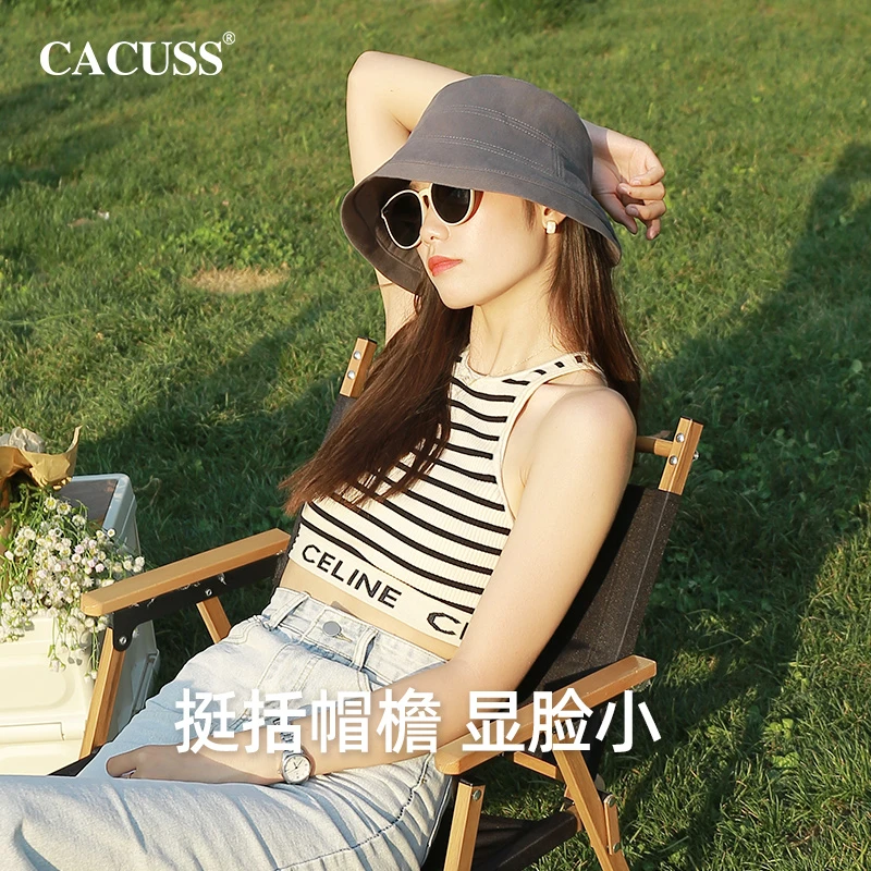 【Cacuss】户外百搭渔夫帽女棉质遮阳防紫外线大头围帽子CS220287
