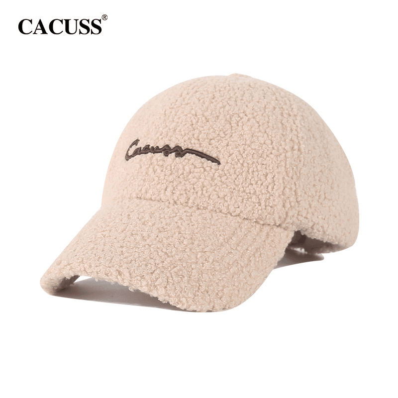 Cacuss帽子冬季女时尚泰迪绒保暖鸭舌帽子显脸小刺绣百搭棒球帽
