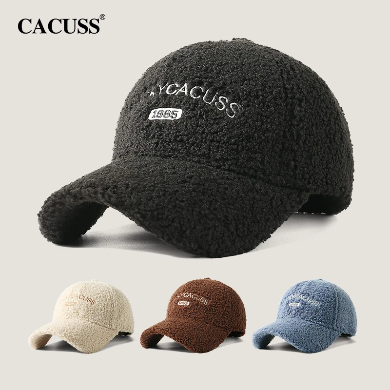 Cacuss帽子男女同款冬季休闲大头围秋冬季帽子泰迪绒保暖棒球帽
