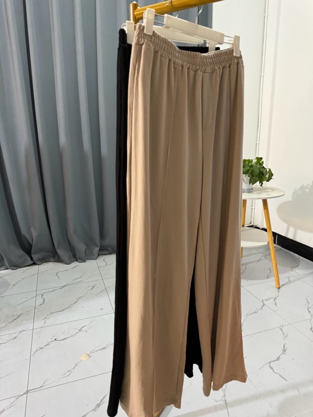 Kk/308春秋韩版宽松两色螺纹直筒休闲裤