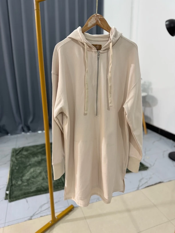 春季2898单色连帽半拉链休闲宽松时尚小卫衣