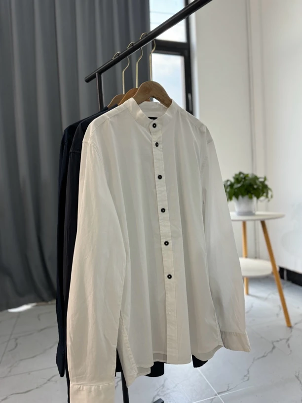 C1190春秋三色新中式风格立领百棉休闲衬衫