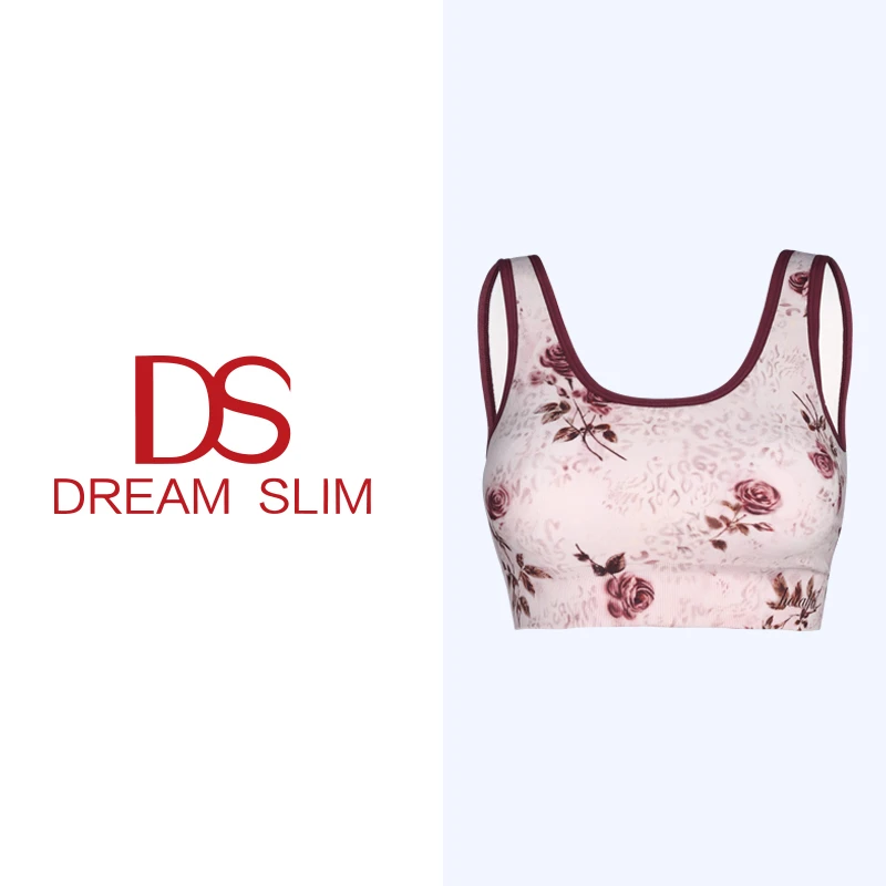 【安哥拉玫瑰】健身运动内衣文胸外穿印花防震瑜伽服背心美背一体杯