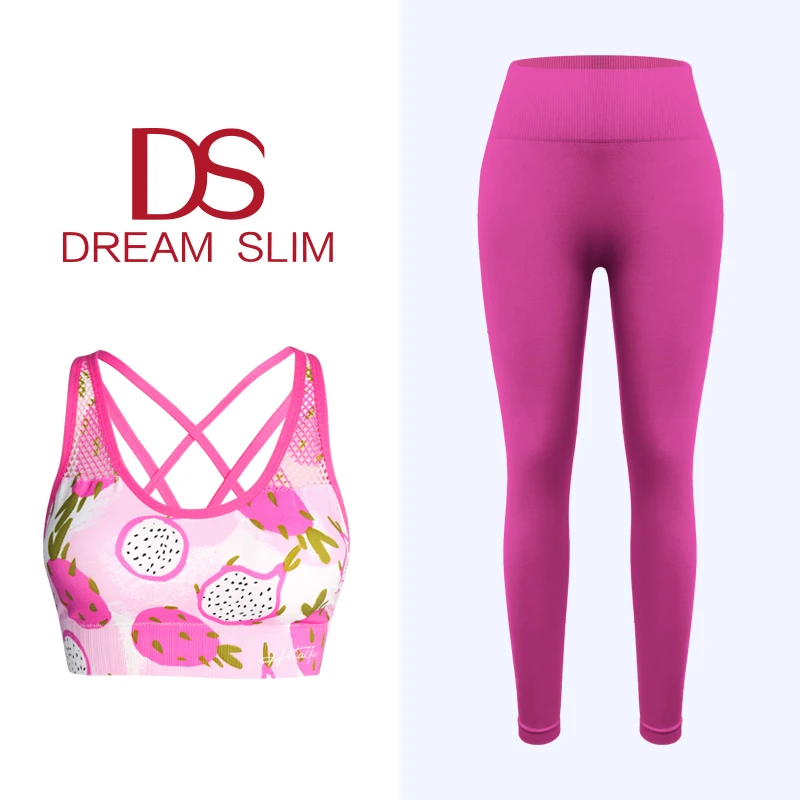 【火龙果】卡通健身瑜伽服背心女两件套运动文胸防震美背九分裤套装