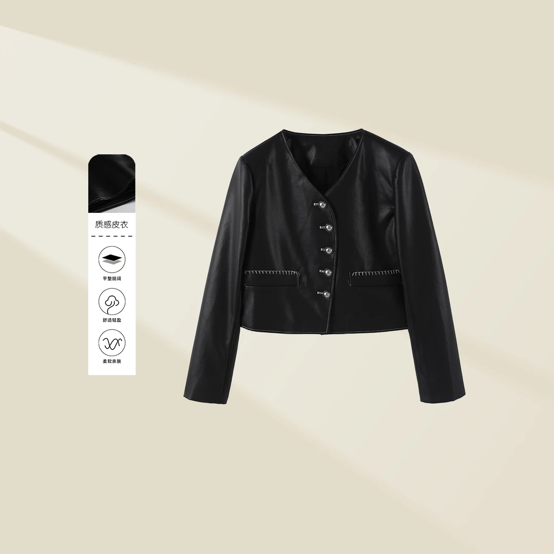 【原创设计】W9330022X 简约时尚：单排扣女士短外套