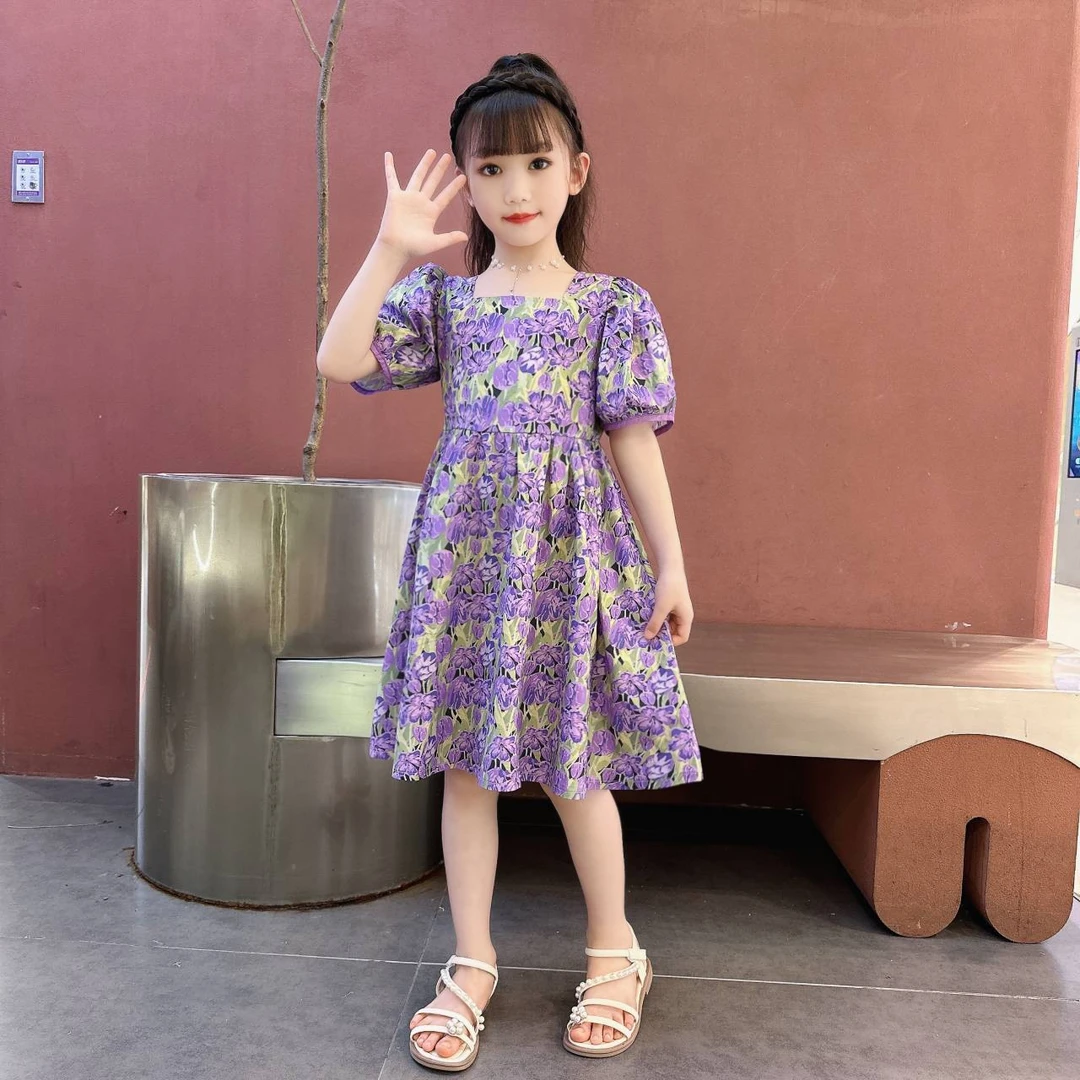 纯棉女童碎花连衣裙夏款小女孩漂亮洋气裙子儿童公主裙高级感夏季