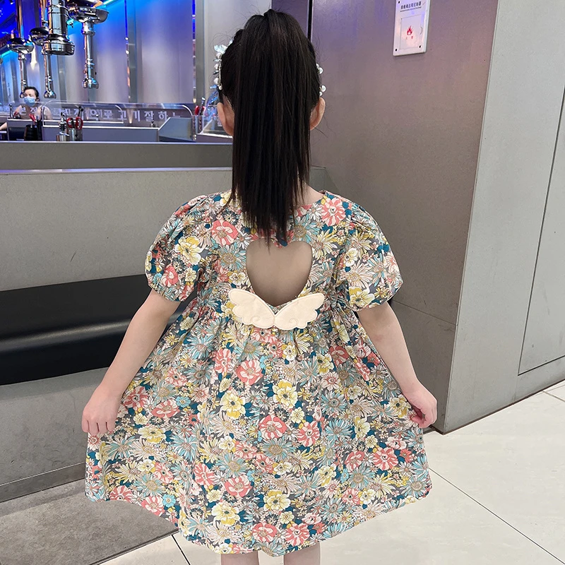 女童碎花连衣裙夏款女宝宝裙子儿童公主裙纯棉绵绸小女孩漂亮洋气