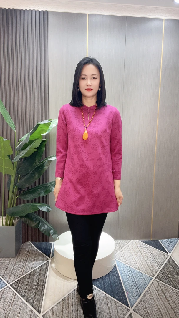 新款时尚显瘦遮肚子国风大码连衣裙(2989)