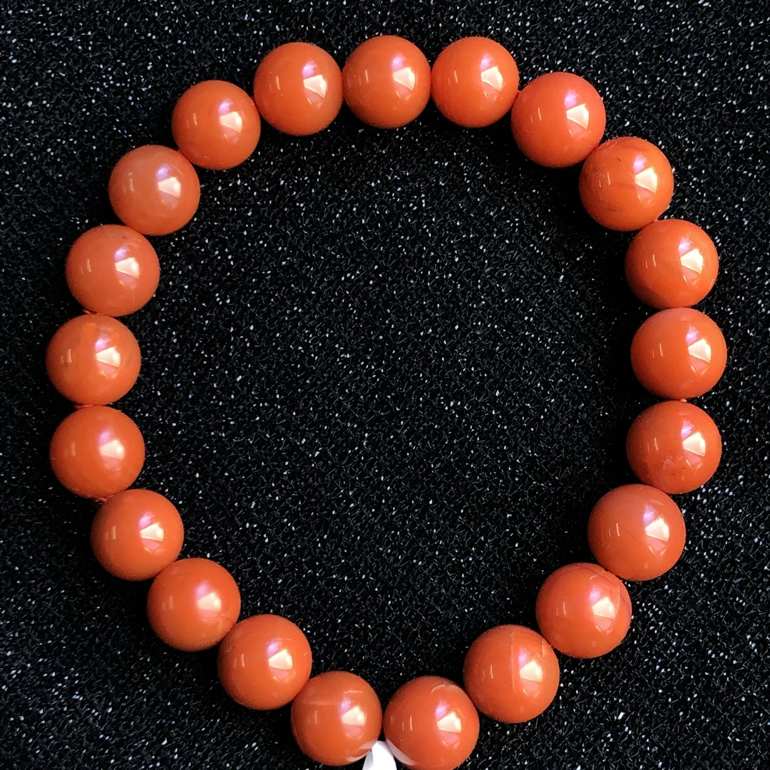 原矿无优化保山南红大水沟8-9mm左右单圈圆珠手串珠串