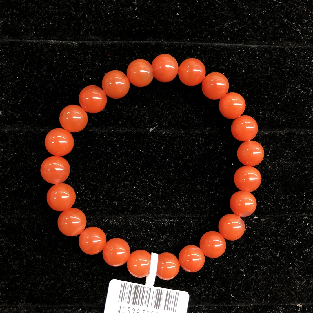 原矿无优化保山南红玛瑙冷水河柿子红7-8mm单圈手串