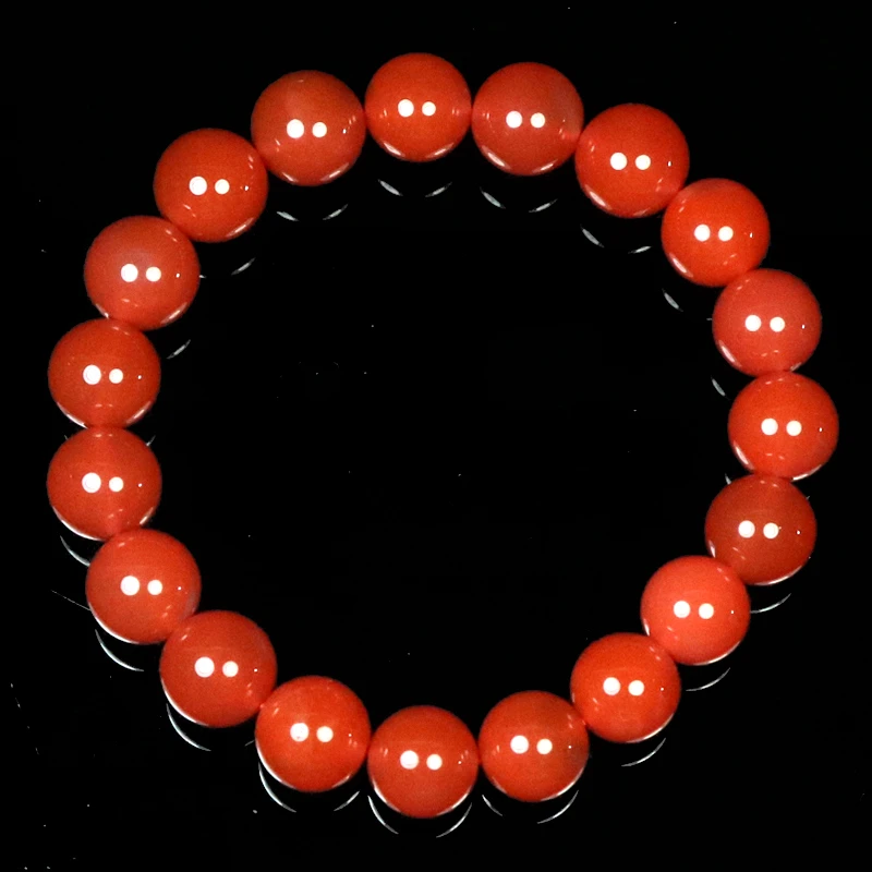 原矿无优化保山南红大黑洞锦红9-10mm单圈手串