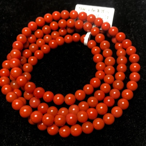 原矿无优化保山南红大水沟4-5mm多圈圆珠手串珠串