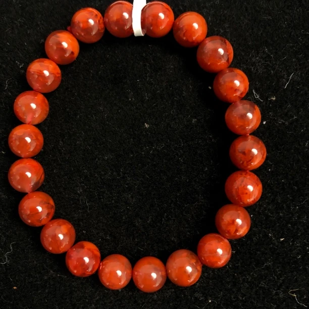 原矿无优化川料南红瓦西玫红火焰纹7-8mm单圈手串
