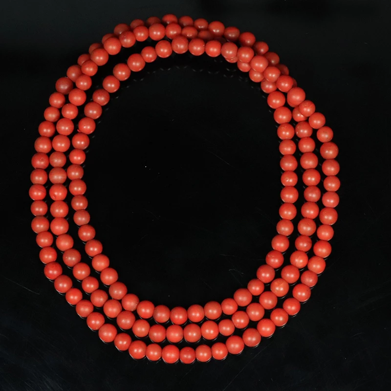 原矿无优化保山南红玛瑙阿东寨老南红3-4mm多圈手串珠串