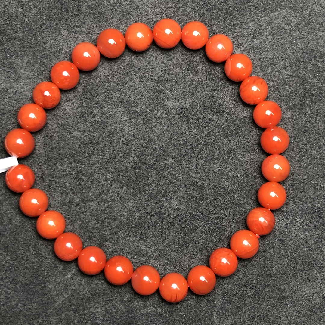 原矿无优化保山南红玛瑙冷水河柿子红5-6mm单圈手串