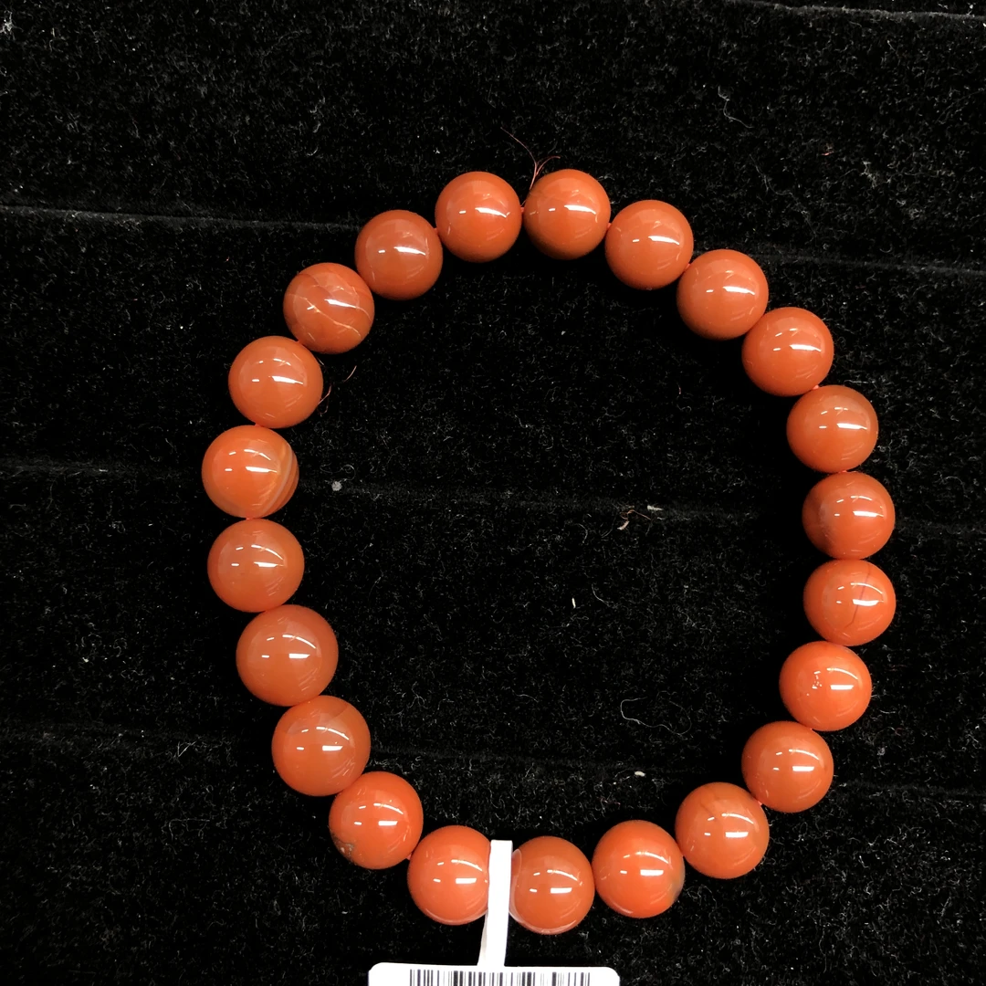 原矿无优化保山南红玛瑙冷水河柿子红8-9mm单圈手串