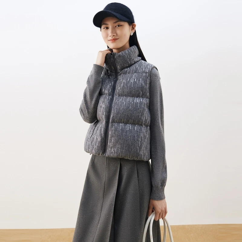 【晨粉专属价】大雅家时尚立领珠片马甲羽绒服女24秋冬新款Y027A