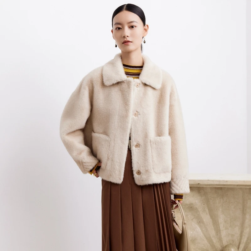 【慵懒姐姐风】大雅家翻领短款保暖大衣外套女23秋冬新款8637A